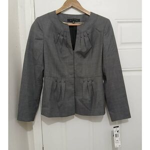Anne Klein Womens size 6 petite gray work blazer lightweight all season